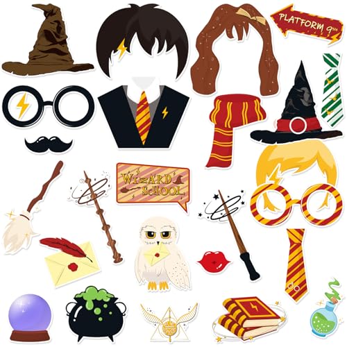 25 Pieces Magical Wizard Party Photo Booth Props Magical Photo Props Wizard Castle Themed Party Decorations for Kids Birthday Halloween Christmas School Party Supplies - color: White