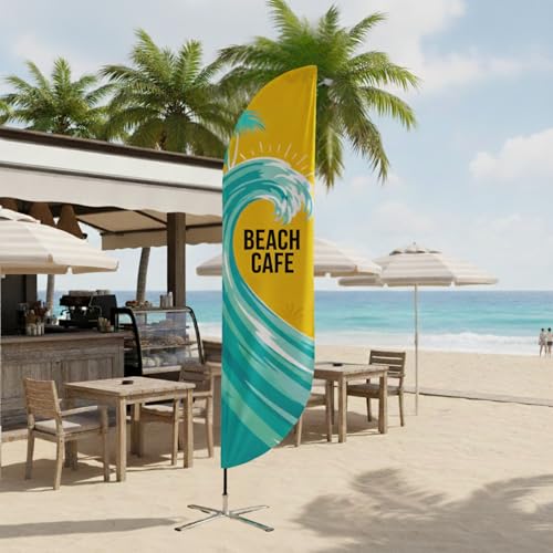 Custom Feather Flag by BCB Print - Personalized Outdoor Flag with Your Photo, Text or Logo | Optional 8.2ft Pole & Crossbase | Custom Swooper Flag | Fast Delivery | Made in USA | 8.2x1.6ft - color: Feather Flag +/– Crossbase Kit