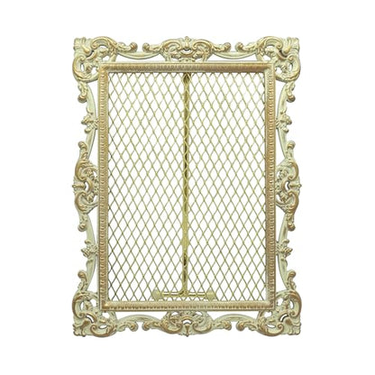 Baroque Metallic Jewelry Tower/Earring Organizer | For Home Decor, and Earrings (Ivory w/Gold Accents / 6.7”x8.6”x0.6”) Gift Box