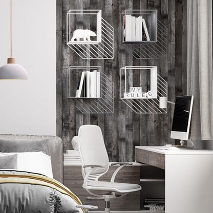 Peel and Stick Wood Wallpaper Grey/Black Vinyl 17.3"×1200" Contact Paper Self Adhesive Thick Waterproof Self Adhesive for Cabinets liveroom - color: Grey/Black, size: 17.3" x 1200"