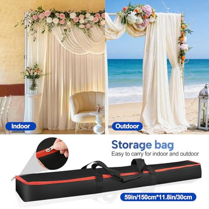 Pipe and Drape Backdrop Stand Kit 9.2x9.2ft, Adjustable Heavy Duty Photography Background Frame with Metal Flat Base & Carry Bag for Wedding, Parties, Events, Trade Shows- Silver