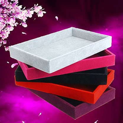 Youngy Velvet Jewelry Tray, Stackable Showcase Display Organizer for Ring Earring Necklace Pendants Bracelet Purple