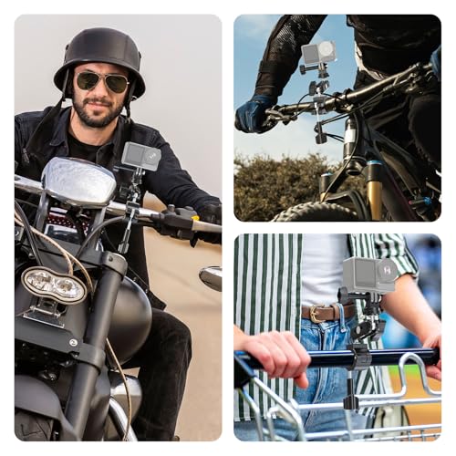 Neewer Action Camera Pole Mount with Two 360° Ball Heads 1/4" Screw Action Camera Adapter, Holder Clamp for Motorcycle Bike Handlebar, Compatible with GoPro Hero13 12 11 10 9 Max360 Insta360 DJI Osmo - style: GP-10