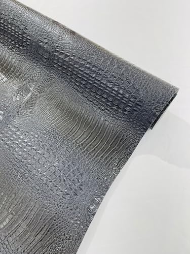 54” Wide Gator Two Tone Fake Leather Upholstery, 3-D Crocodile Skin Texture Faux Leather PVC Vinyl Fabric Sold by The Yard. (Gray) - color: Gray