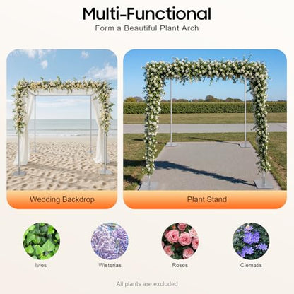 10ft Square Backdrop Stand, Adjustable 4 Post Hardware Kit, Heavy Duty Portable Backdrop Stand Canopy Frame Kit with Metal Base Photo Back Drop Holder for Wedding Birthday Party Photography Decoration