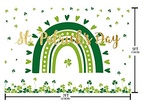 7x5ft Happy St.Patrick's Day Backdrop Lucky Irish Shamrock Photography Background Spring Lucky Green Rainbow Party Decorations Photo Shoot Props