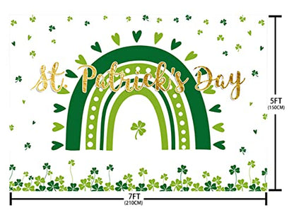 7x5ft Happy St.Patrick's Day Backdrop Lucky Irish Shamrock Photography Background Spring Lucky Green Rainbow Party Decorations Photo Shoot Props