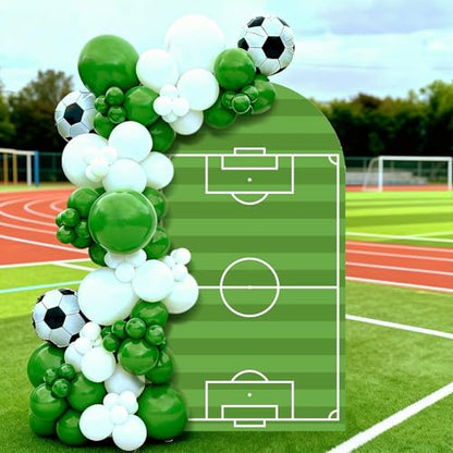 VitalCozy 7.2ft Soccer Field Birthday Party Arch Backdrop Cover Soccer Photography Backdrops Spandex Fitted Arch Stand Covers for Rugby Balloons Birthday Parties - style: Soccer