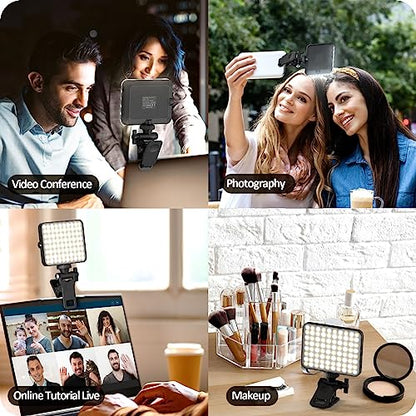 XINBAOHONG Rechargeable Selfie Light, Clip Fill Light for Phone Laptop Tablet Portable Light for Video Conference Live Streaming Zoom Call Makeup Picture (Black) - color: Black
