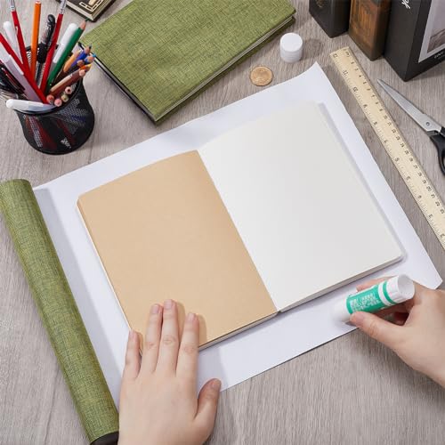 CRASPIRE 51 x 11.8 Linen Book Cloth Olive Books Binding Fabric Surface Paper Backed Bookcover Densely Woven Cloth Album Scrapbooking Archival Covering Protector Bookcloth Bookbinding Supplies - color: Olive