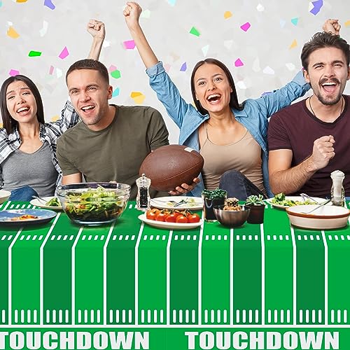 Football Party Decorations Disposable Tablecloth Plastic Touchdown Table Cover for Birthday Football Party Games Decoration 54 X 108Inch，2 Pack - style: FOOTBALL