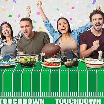 Football Party Decorations Disposable Tablecloth Plastic Touchdown Table Cover for Birthday Football Party Games Decoration 54 X 108Inch，2 Pack - style: FOOTBALL