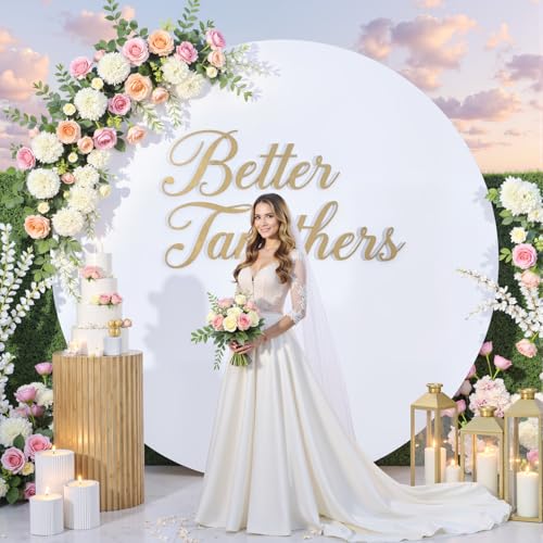 gogoparti 7.2 FT Pure White Round Backdrop Cover, Polyester Material, Wrinkle Free, Stretchy Circle Arch for Party, Wedding, Birthday, Baby Shower Photography - color: White, size: 7.2 Ft