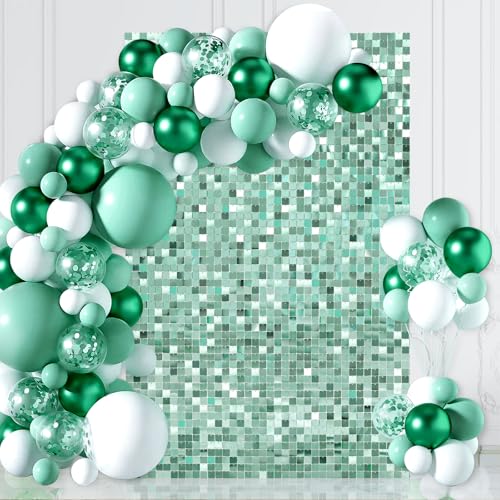 Light Green Shimmer Wall Backdrop Panels 3ftx4ft Square Sequin Christmas Backdrop for Birthday Anniversary Wedding Graduation Bachelorette Party Decoration - color: Light Green, size: 3ftx4ft