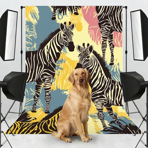 Giraffe and Zebra Backdrop Background for Photography 5x7ft Photobooth Professional Photo Backdrop Curtains Video Photography Studio Photo Backgrounds Banner Booth Background Screen Parties - color: Giraffe And Zebra