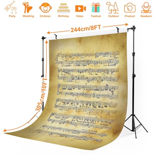 Photography Backdrop Photography Background Old Sheet Music for Photoshoot Portrait Photo Studio Video Prop Birthday Party Booth Decoration 10x8ft - color: Color6