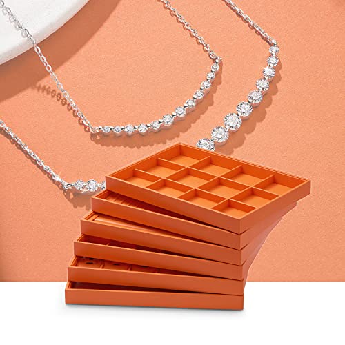 Oirlv Luxury Leather Jewelry Tray Necklace Bracelet Organizer Tray Stackable Jewelry Plate Necklace Bracelet Display Storage - color: Orange, size: Necklace/Bracelet Tray