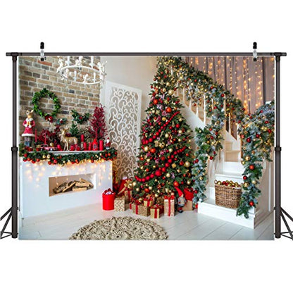 AIIKES 7x5ft Christmas Backdrops for Photography Fireplace Christmas Photography Background Indoors Xmas Tree Gift Holiday Party Decoration 11-752