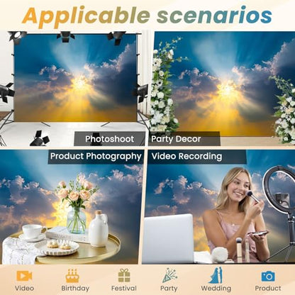5x7ft Photography Backdrop Sunset Sun Coming Clouds Photo Backdrop Photography Background for Photoshoot Portrait Video Party Photo Studio Prop Booth - color: Color3