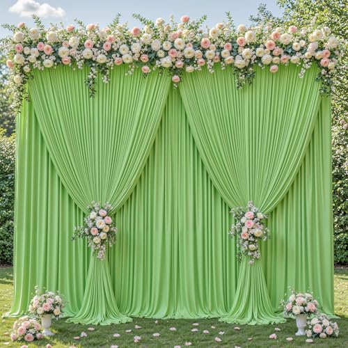 20x10ft Sage Green Backdrop Curtain Panels for Parties - Wrinkle Free Polyester Photo Curtain Backdrop Wedding Back Drop Fabric Drapes for Party Decorations Background for Photography - color: Sage Green, size: W5' x H10'(4 panels)