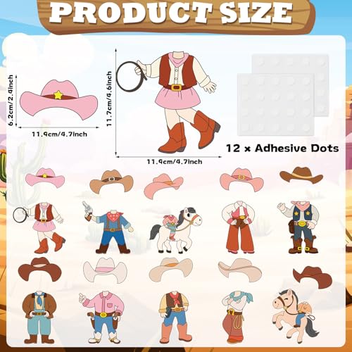 60pcs Western Theme DIY Cutouts Cowboy Cowgirl Hat Bulletin Board Decoration Set Wild Western Paper Cut-Outs Classroom Decor for Boy Girl DIY Photo Craft Kindergarten School Wall Door Supplies - style: Western