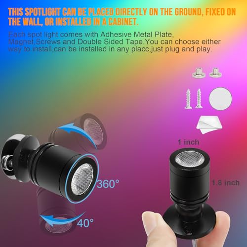 Taysing Color LED Spot Light Indoor Little Mini Spotlight Accent Lights for Display, Paintings, Pictures, Plants, Jewelry, Shelves, Cabinets, Posters, Showcase