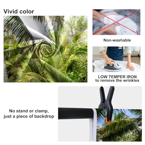 8x6.5ft Tropical Island Backdrops for Photography Coconut Palm Trees Background Island Wedding Backdrop Summer Theme Party Siesta Holiday Green Spring Summer Photo Studio Video Props - size: 8x6.5ft