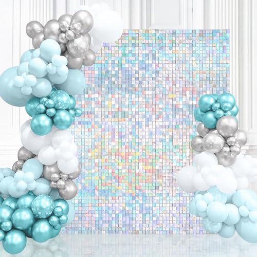 Rainbow Silver Shimmer Wall Backdrop 6FTx4FT Sequin Photo Backdrop Sparkly Backgrounds for Wedding Birthday Baby Shower Disco Stage Balloon Decorations - color: Rainbow Silver, size: 6ftx4ft