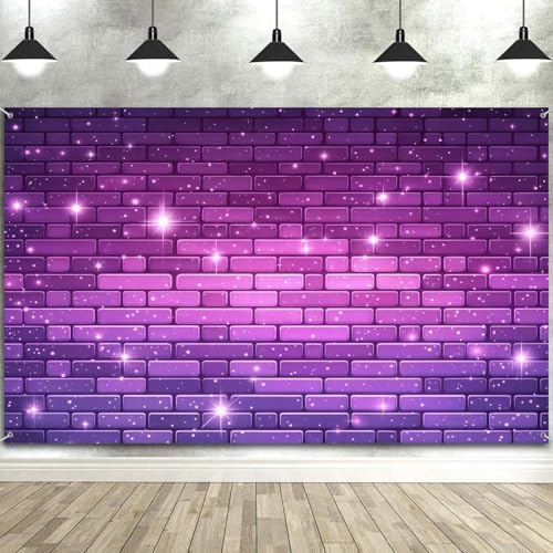 7x5ft Pink and Purple Brick Wall Backdrop for Women Girl Princess Kids Baby Shower Birthday Party Cake Table Decorations Photography Background Artistic Portrait Wallpaper Photo Shoot Props - color: Pink Purple, size: 7X5FT