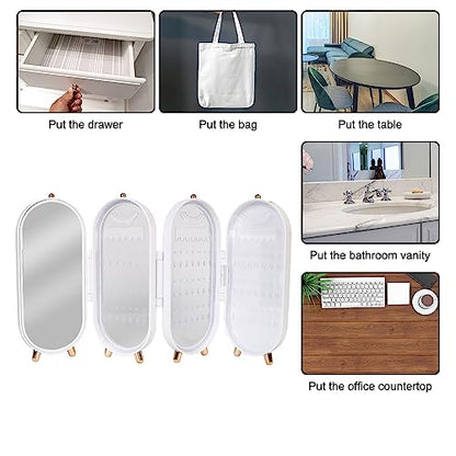 Tvoip Earring Organizer Stand，4-Layer Small Foldable Dustproof Jewelry Holder with 153 Holes For Women Earrings, Earring Backs, Necklaces,Display Jewelry Organizer (White) - color: White