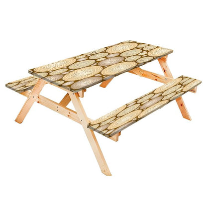 Wood Texture Background Picnic Table Cover with Bench Covers Camping Essentials Folding Outdoor Table Cloth Gift for Camping and Hiking Lovers - color: Wooden Texture01