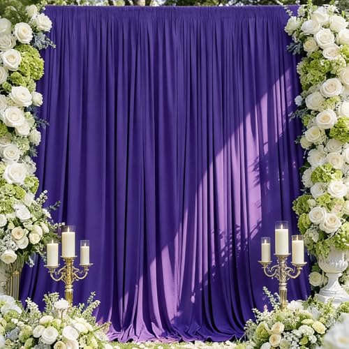 Sugargirl Wrinkle Free Purple Backdrop Curtains Polyester Photo Backdrop Drapes Curtains with Rod Pockets for Party Birthday Wedding Photography Home Decoration(5x8FT, 2 Panels) - color: Purple, size: W5' x H8' (2 panels)