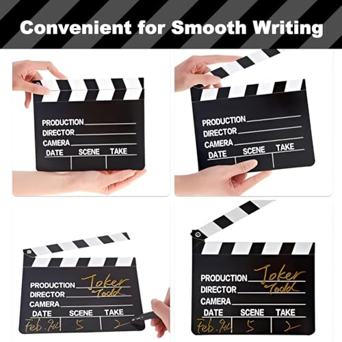 BBTO 10 Pieces Movie Film Clap Board, 7 x 8 Inch Cardboard Movie Clapboard Directors Clapper Writable Cut Action Scene Board for Movies Films Photo Props (Double-Sided Printing,Black and White) - color: Black and White, style: Double-sided Printing