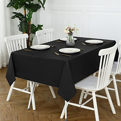 Romanstile 100% Waterproof PVC Tablecloth, Square Oil Spill Proof Stain Resistant Vinyl Table Cloth, Wipe Clean Plastic Table Covers for Kitchen/Dining/Parties - 54 x 54 Inch, Black - color: Black, size: 54" x 54" (Square)