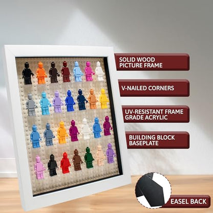 Figurine Display Case 10x10 White Shadow Box for Miniature Figures 10x10 White Wood Shadow Box with White Base to Display Up to 28 Block Figures - color: White With White Blacking, size: 10x10