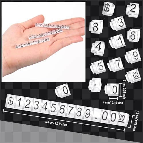 Vicenpal 100 Sets Price Display Cube Number Letter Price Tag Cube Blocks Adjustable Counter Stand Label for Retail, Jewelry, and Shop Pricing(Transparent with Black) - color: Transparent With Black
