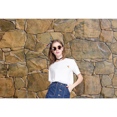 Stone Wall Backdrop 7x5ft Polyester Photography Background Boulder Build Castle Rural Style Rough Rock Construct Exterior Wall Texture Countryside Boy Kid Adult Artistic Photo Shoot - color: claybank, size: 7x5ft