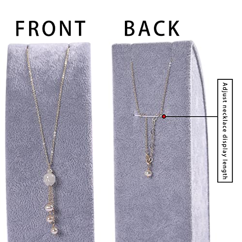 3Pcs/Set Necklace Display Stand For Selling Velvet Jewelry Holder Organizer Pandent Rack for Show (Gray Velvet) - color: Gray Velvet