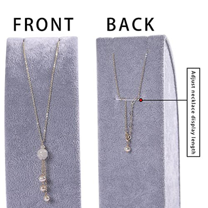 3Pcs/Set Necklace Display Stand For Selling Velvet Jewelry Holder Organizer Pandent Rack for Show (Gray Velvet) - color: Gray Velvet