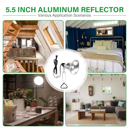 Simple Deluxe Clamp Lamp Light Socket with 5.5 Inch Aluminum Reflector, Suit for Max 60 Watt Lamp (No Bulb Included) with 18/2-Gauge 6 Feet Cord, 2 Pack,Silver - size: 5.5 Inch (60 Watts), style: 2-Pack LITE Version