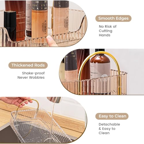 Aveniee Bathroom Counter Organizer, 2 Tier Perfume Skin Care Countertop Storage Shelf, Vanity Makeup Tray for Cosmetic Skincare Lotion, Gold - color: Amber Gold, size: 2 Tier