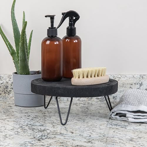 Creative Co-Op Decorative Paulownia Wood Pedestal, Black - color: Black, size: 9"