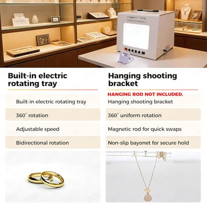 Professional Photo Studio Light Box Kit with 4 Led Light, Adjustable Brightness for Jewelry Photography, Includes Black and White Background, with 360° Automatic Turntable and Hanging Stand(Tv30) - size: Tv30