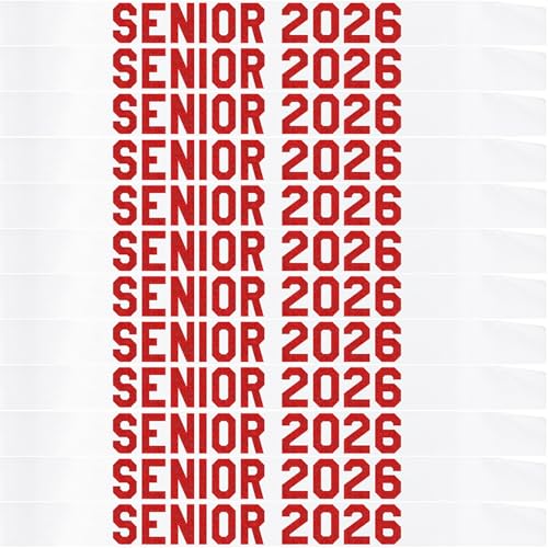 12PCS Senior Sash 2026 Glitter Letter Class of 2026 Graduation Sash Finally Graduated Cheerleader Party Decorations White Red - color: White With Red
