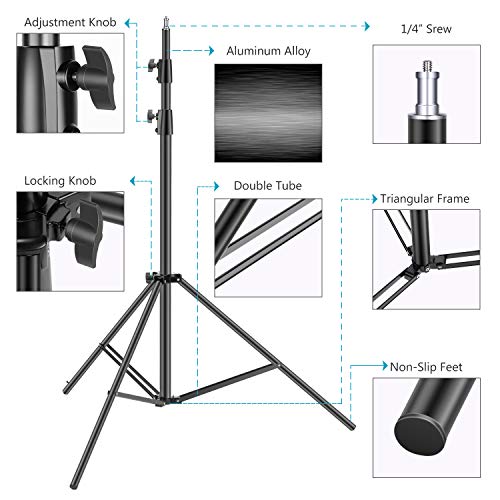 Neewer Light Stands 10 Feet/3 Meters, Pro Heavy Duty Spring Cushioned, All Metal Locking Collars, Set of 2 (Black Finish) with Carry Bags and Sandbags for Photo Video Photography HTC Vive, etc - size: 300cm w/Sandbags