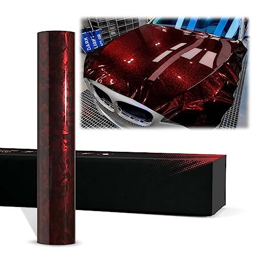 2pcs 4"x8" (10cmx20cm) Sample Red PET Marble Forged Carbon Fiber Textured Gloss Vinyl Wrap Auto Car Sticker Decal Film Sheet Bubble Free Air Release Technology - color: Red, size: 2pcs 4"x8" (10cmx20cm) Sample
