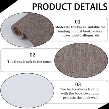 CRASPIRE 51 x 11.8 Inch Grey Linen Book Cloth Bookbinding Book Fabric A4 to A8 Polyester Paper Back Woven Bookcover for Books Album Scrapbooking Archival DIY Covering Bookbinding Protector - color: Gray-5