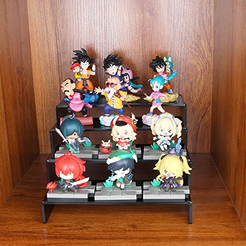 ELEGANTLIFE Acrylic Display Risers Set of 4, 4-Level Tiered Display Stands for Cupcakes, Small Figures & Jewelry, Compact Countertop Display Shelf, Multiple Colors Available (Black) - color: Black