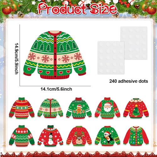 60pcs Christmas Theme Cutouts Ugly Sweater Bulletin Board Decorations Xmas Ugly Sweater Paper Cut-Outs Classroom Decor for Xmas Classroom DIY Craft Photo Wall Door Christmas Winter Party Supplies - style: Ugly Sweater