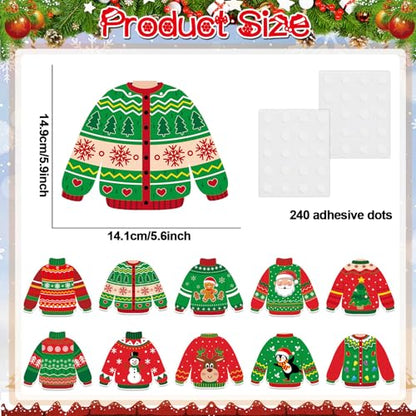 60pcs Christmas Theme Cutouts Ugly Sweater Bulletin Board Decorations Xmas Ugly Sweater Paper Cut-Outs Classroom Decor for Xmas Classroom DIY Craft Photo Wall Door Christmas Winter Party Supplies - style: Ugly Sweater